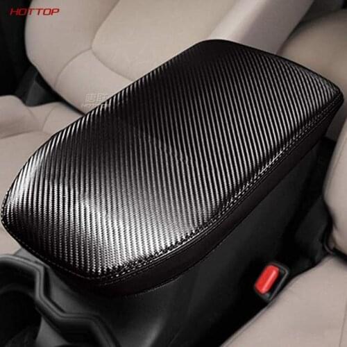 Leather Carbon Fiber Texture Black Car Armrest Cover Pad Console Arm Rest Pad for Toyota RAV4 2020 5th