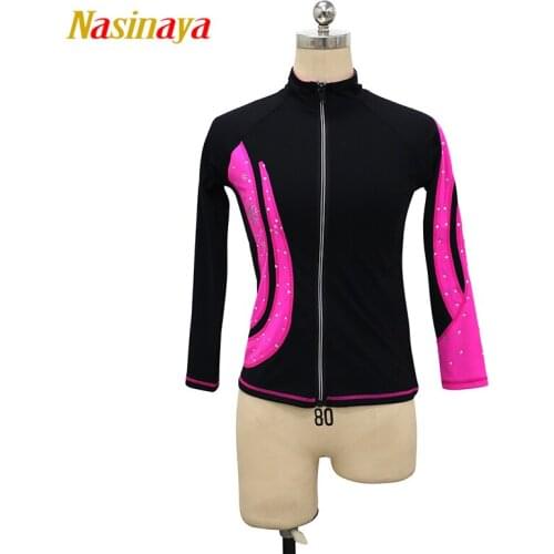 Customized Figure Skating Jacket Zippered Tops for Girl Women Training Competition Patinaje Ice Skating Warm Fleece Gymnastics 1