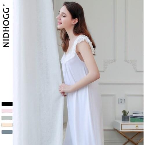 Summer Sleeveless Modal Long Korean Mother-daughter Princess Nightdress White Lace Mother Daughter Dresses Sleepwear Nightwear