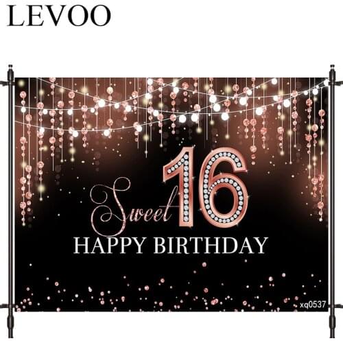 LEVOO Photographic Background Light Post Birthday Diamond Champagne 16 Backdrop Photo Shoot Photocall Photobooth Prop Custom