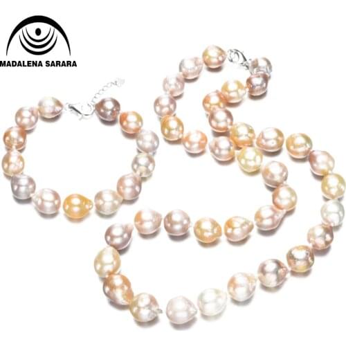 MADALENA SARARA 9-11mm Baroque round Freshwater Pearl Jewelry Set For Women Christmas Gift