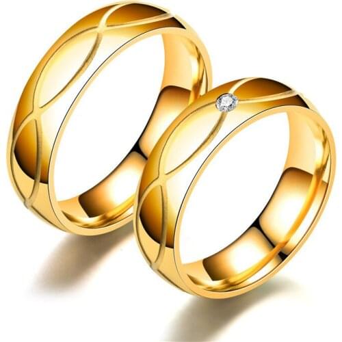 Maxmoon Rings For Women Man Wedding Ring Gold-color 316l Stainless Steel Promise Jewelry