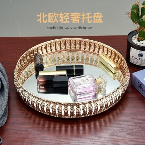 Metal wrought iron tray home decoration tray cosmetic finishing storage wedding ornaments props