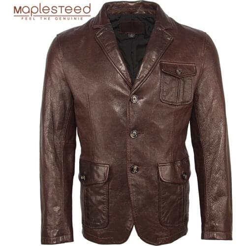 Men Leather Jacket 100% Natural Tanned Sheepskin Soft Slim Fit Leather Jacket Men Skin Coat Leather Suit Spring Autumn M463