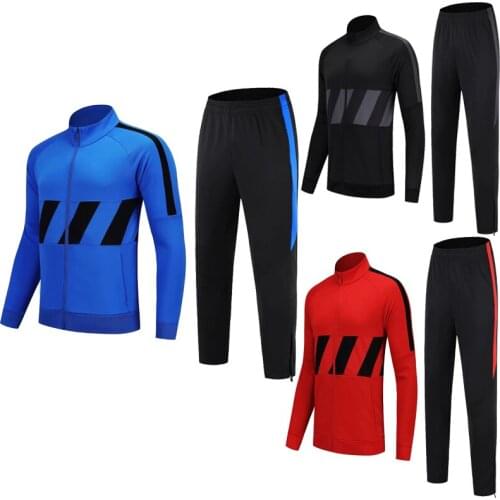 Men long sleeve blue jacket set adult tracksuit set kids black sport uniform boy running Loose coat set DIY name OEM number
