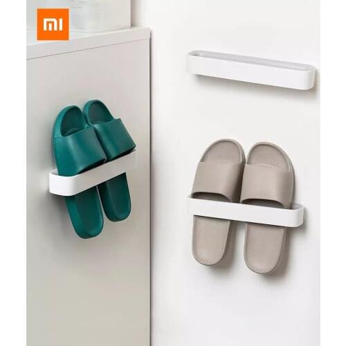 New Xiaomi Non-marking sticker wall-mounted household storage shoe rack white 3 packs strong load-bearing slipper holder