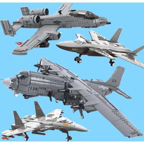 New Military Toys AC-130 War A10 Attack Fighter Airforce Plane SWAT Figures Idea Model Building Block Bricks Kid Gift