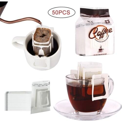 Disposable Coffee Fliter Bags Portable Hanging Ear Style Coffee Filters Eco-Friendly Paper Bag For Espresso Coffee 50Pcs/Pack