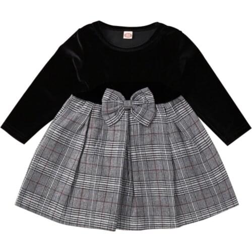 Autumn Newborn Baby Girl Dress Infant Toddler Girls Black Long Sleeve Mesh Print Bow Cute Dresses kids Fashion Cotton Clothing
