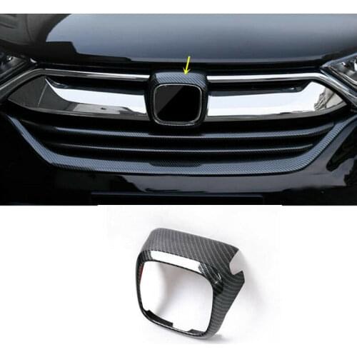 For Honda CRV 2017 - 2020 Carbon Fiber Look Front Grille H Logo Frame Cover Trim Car modification Auto parts