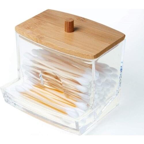 Portable Transparent Acrylic Cotton Swabs Storage Holder Box Makeup Cotton Pad Cosmetic Container Jewelry Organizer Case