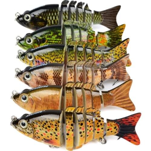 Drop shipping 6pc 9cm 10.68g New 6 Sections Fishing Lure Swimbait Fishing bait 6# Black Hook Fishing Tackle