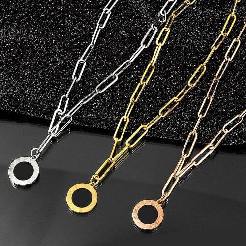 Luxury Brand Jewelry Rectangle Link Chain Choker Necklaces Roman Numerals Pendant For Men Women Fashion Jewelry Gifts