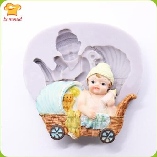 LXYY MOULD Baby Silicone Mold Cradle Clay DIY Cake Fondant Baking Mould Liquid