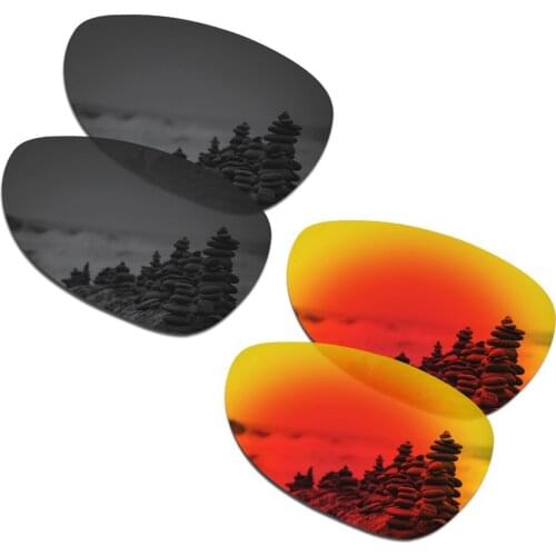 SmartVLT 2 Pairs Polarized Sunglasses Replacement Lenses for Oakley Felon Stealth Black and Fire Red