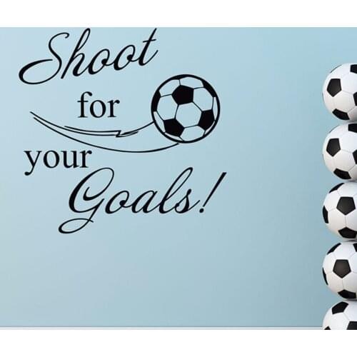 Shoot For Your Goals Quote Wall Decal Removable Vinyl Sport Decal Soccer Ball Wall Decals Football Goal Boys Room Decor AY403