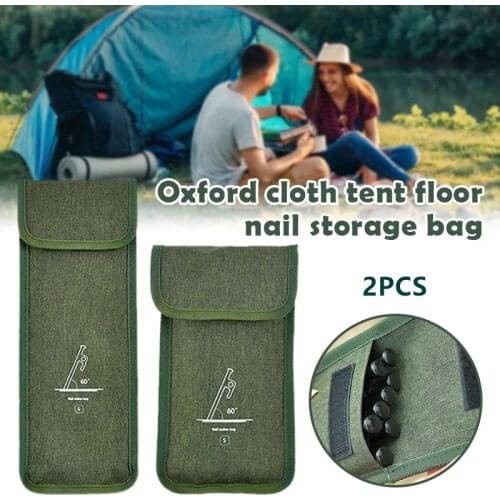 Outdoor Camping Tent Pegs Bag Oxford Cloth Hammer Wind Rope Tent Nail Storage Pouch Canopy Stake Bag Travelling Tent Accessories