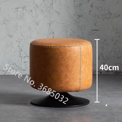 PU Sofa Stool with Rotatable base Leather Footstool Living Room Home Dressing Table Dressing Stool Round Sitting Pier Stool