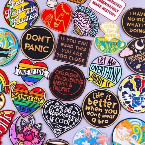 Cartoon Letter Iron On Patches For Clothing Thermoadhesive Patches Gay Patch Rainbow Heart Badges Embroidered Patches On Clothes