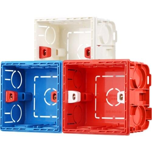 Internal Socket Case Home Office Wiring Socket Box PVC Flame Retardant Wall Mounted Socket Box White Red Blue Wiring Back Box