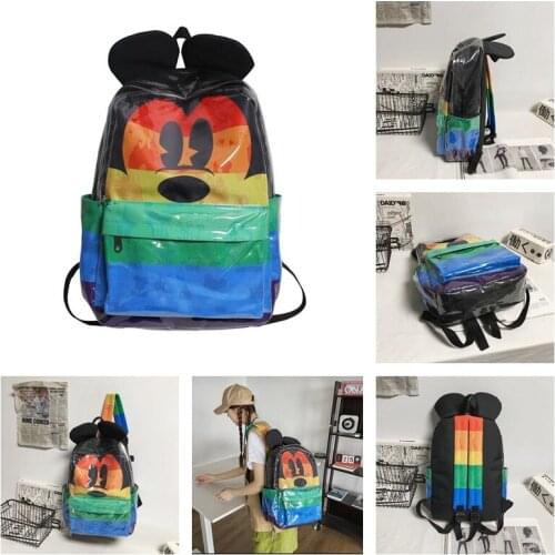 Disney Mickey Waterproof Sport Backpack Man Hiking Backpack Woman rainbow Travel Bag Laptop Camping Backpack Teenager School Bag