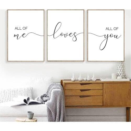 All Of Me Loves All Of You Posters And Prints Couple Quotes Art Print Canvas Painting Nordic Wall Pictures Bedroom Home Decor