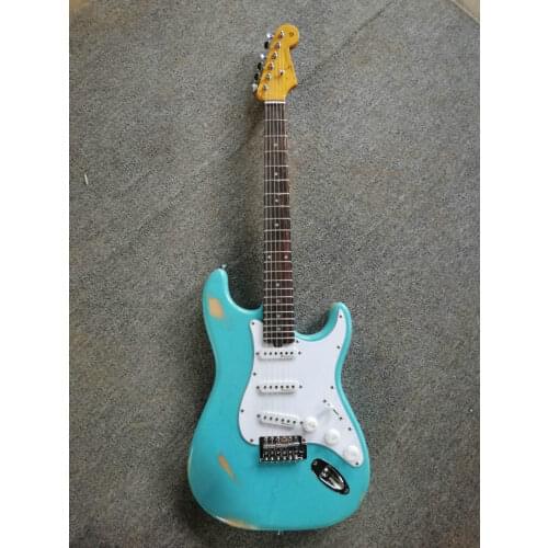 Top quality FPST-1019 antique Do Old blue color solid body white pickguard rosewood fretboard electric guitar, Free shipping