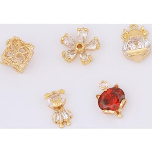 WHSOK 30Pcs Jewelry Accessories/Earrings Pendant/DIY Making/Genuine Gold Plating/CZ Charms/Hand Made/Jewelry Findings Components