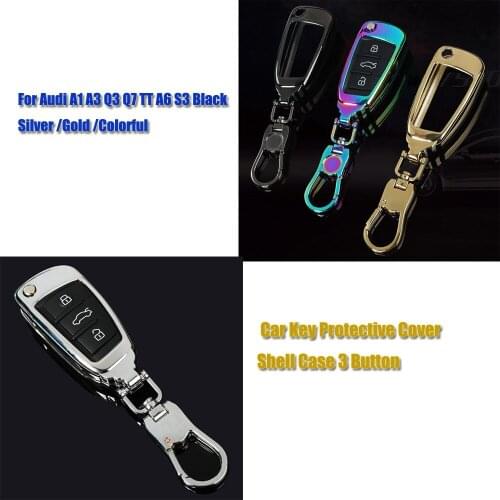 Zinc Alloy Car Key Protective Cover Shell Case 3 Button for Audi A1 A3 Q3 Q7 TT A6 S3 Black /Silver /Gold /Colorful