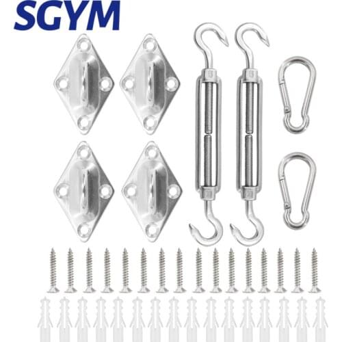 40pcs 5inch Sun Shade Sail Canopy Accessory 304 Stainless Steel Hardware Kit Turnbuckle Pad Eye Carabiner Clip Hook Screws