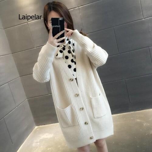 Womens Knitwear Thick Jacket Fall Oversized Loose Korean Style Single Breasted Winter Cardigan Sweater Ropa Mujer