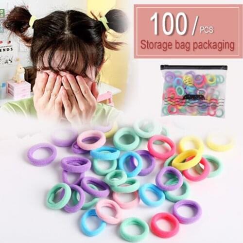 100PCS/Set Small Black/Candy Color Nylon Elastic Scrunchies for Women Girls Ponytail Holder Hair Bands Hair Accessories Headband