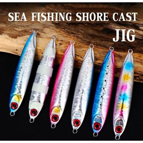 6PCS Sea Fishing Jigging Night Glow Noctilucent Metal Jigbait Slow Jig Lure Spoon Bass Spinner Baits 10G/20G-60G 80G 100G Peche