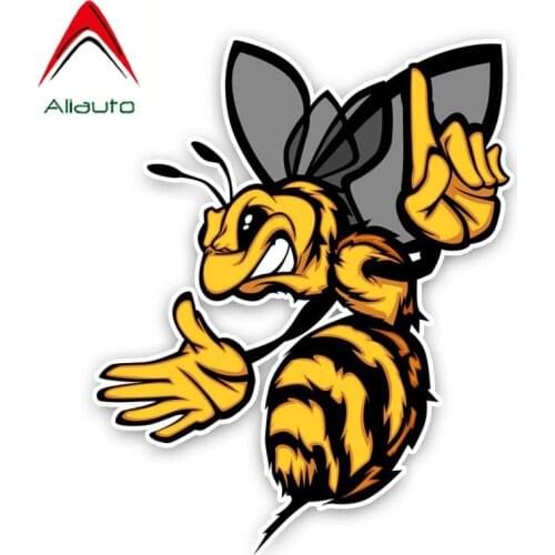Aliauto Cartoon Car Sticker Ferocious Bee Decoration PVC Decal Cover Scratches for Smart Fortwo Audi B8 Tucson Megane,18cm*15cm