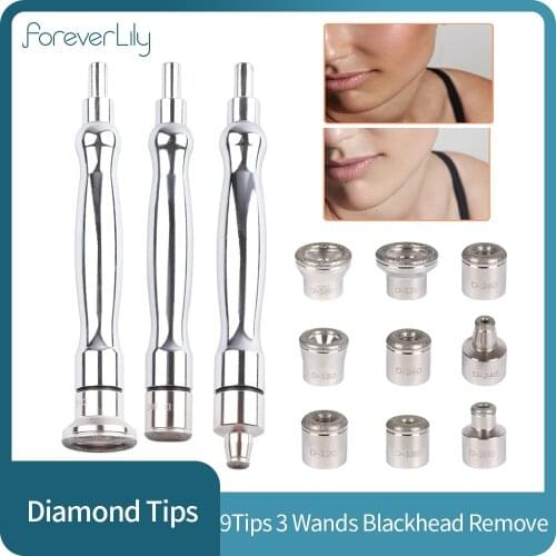 Diamond Microdermabrasion Dermabrasion 3 Wands 9 Tips for Facial Peeling Blackhead Remover Face Care tool Salon Beauty Machine