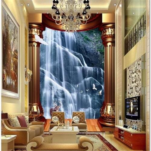 Beibehang Flowing 3D stereo mural conception porch 5D concave and convex decorative painting 8D green crystal embossed wallpaper