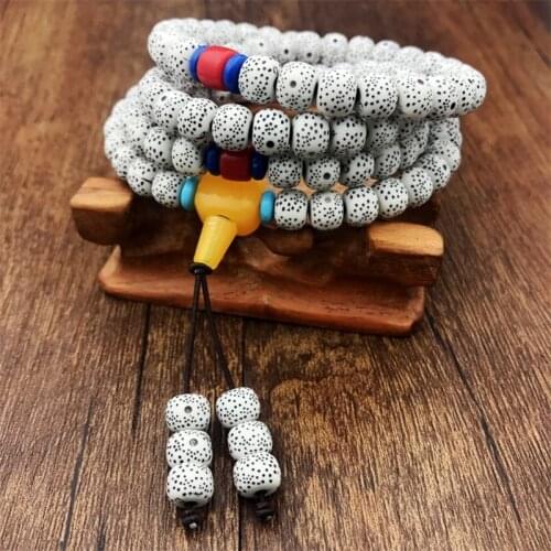 Natural Resin Women Men Sweater Chain Star Moon Bodhi 108 Mala Bead Bodhi Seed Strand Bracelets
