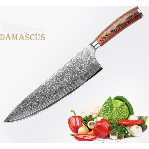 8-inch Sharp Damascus Steel Chef Knife VG10 Steel Japanese Kitchen Knife Handmade Forged Meat Cleaver Cooking Knife