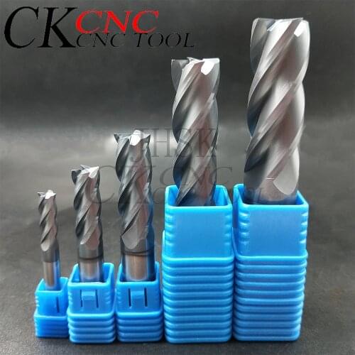 HRC45 Carbide endmill in inches 1/8 1/4 3/8 1/2 5/8 3/4 4Flutes Milling Cutter end mill Coating Steel tool CNC maching Endmill