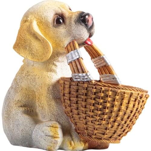 Nordic Resin Dog Figurines Storage Basket Modern Cute Pet Toy Basket Container Home Decoration TV Wine Cabinet Kit Storage Box