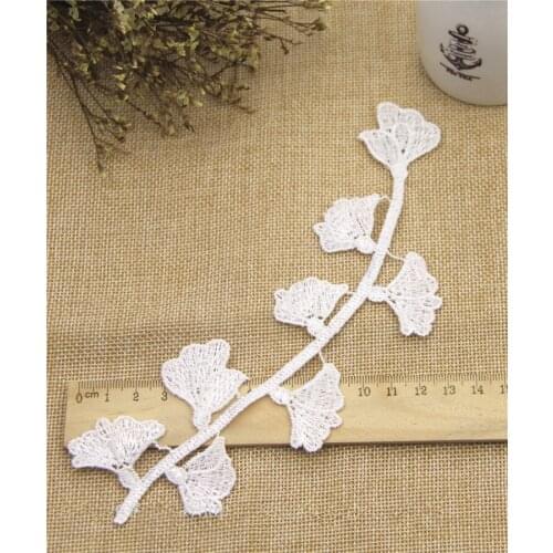 LP-DA59 White Embroidery flowers patches lace applique collar wedding dress formal dress accessories fabric 175MM*65MM 20 pcs