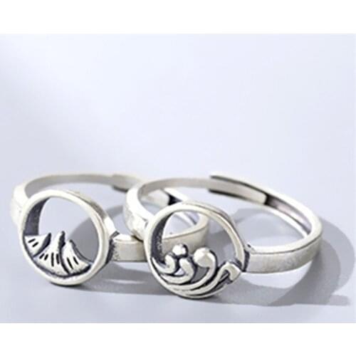 Miuoxion Retro Wave Mountain Peak Ring Personality Fashion Punk Party Jewelry For Couples Feature Namour Charm Gift All Seasons