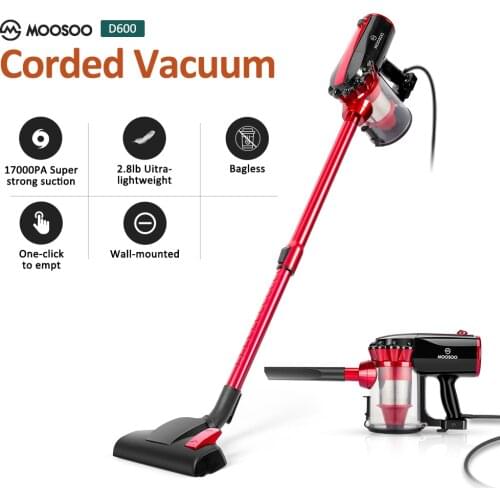 MOOSOO D600 Corded Stick Vacuum Cleaner HEPA Filter 17KPa for Hard Floor Pet Hair Cleaner Home Appliances Dust Collection
