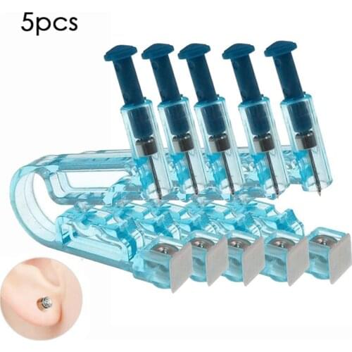 5pcs/Set Ear Piercing Kit Asepsis Disposable Healthy Safety Earring Piercer Tool Machine Kit Ear Studs Piercing Gun Body Jewelry