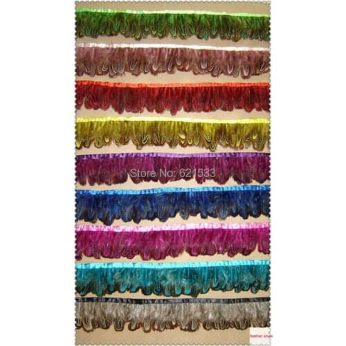 New!2Yards/lot!5-6CM Height Dyed Ringneck Pheasant feather trim fringe,9 colour for choice,freeshipping