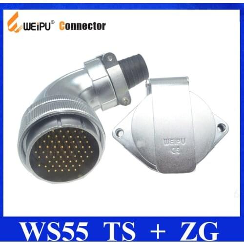 Original Weipu WS55 Connector WS55 TS + ZG 4 7 40 53 61 Pin TS Angled Sleeve Cable Plug Female ZG 2 Hole Square Panel Socket