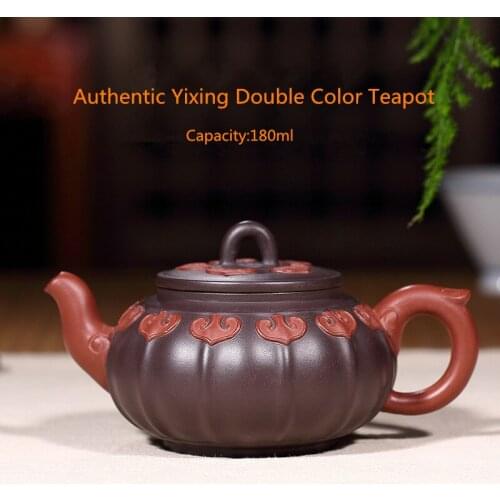180ml Authentic Yixing Double Color Teapot Famous Chinese Kung Fu Zisha Tea Pot Pu'er Tea Black Tea Gift Free Shipping