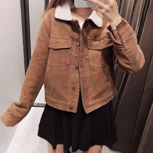 Coats and jackets women new fashion temperament artificial lamb hair jacket short corduroy jacket female