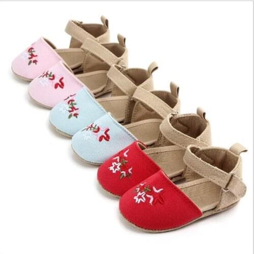 Lovely Baby Embroidered Shoes Newborn Girl First Walkers Flower Infants Soft Shoes