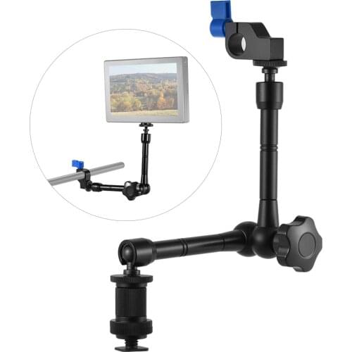 Adjustable Articulating Friction Arm with 15mm Rod Clamp Mount for Field Monitor LED Light Flash Microphone Camera Cage Rig